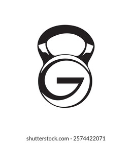 Creative Minimalist Letter G Kettlebell Logo Design Silhouette Vector Illustration