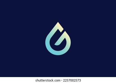 Creative and minimalist letter G water drop logo design template on black background