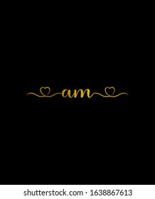 Creative and Minimalist Letter AM Heart Logo Design Icon, Editable in Vector Format in Black and White Color