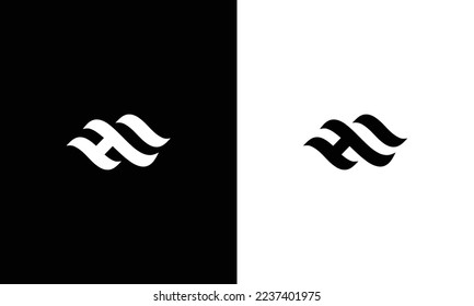 Creative and Minimalist Letter HF Logo Design Icon, Editable in Vector Format in Black and White Color