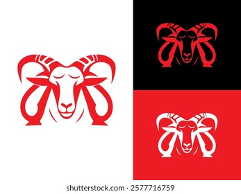 Creative Minimalist Letter A Iconic Sheep Head Logo Design Vector Illustration