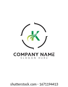 Creative and Minimalist Letter K  Logo Design Icon, Editable in Vector Format in Black and White Color