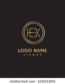 Creative and Minimalist Letter KC in circle Logo Design Icon, Editable in Vector Format in Black and White Color
