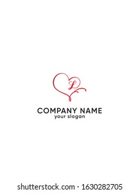 Creative and Minimalist Letter L Heart Logo Design Icon, Editable in Vector Format in Black and White Color