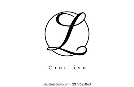 Creative and Minimalist Letter L Logo circle Design Icon, Editable in Vector Format in Black and White Color