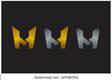 Creative and Minimalist Letter M Logo Gold and silver Design Icon, Editable in Vector Format in Black and White Color