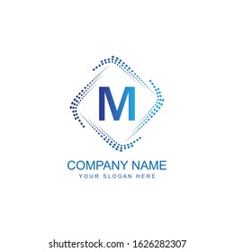Creative and Minimalist Letter M Logo Design Icon, Editable in Vector Format in Blue and White Color