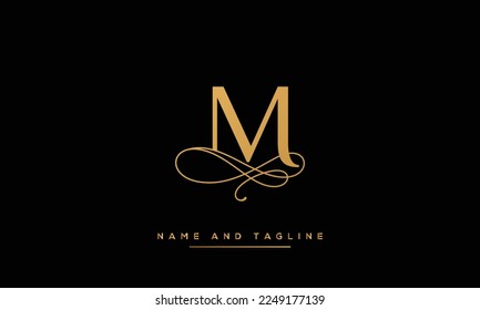 Creative and Minimalist Letter M Logo Design Icon, Editable in Vector Format in Black and White Color