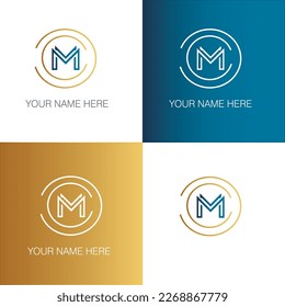 Creative, Minimalist Letter M Logo Design Icon, Editable in Vector Format in Black and Golden Color