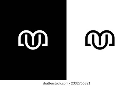 Creative and Minimalist Letter MU UM Logo Design Icon, Editable in Vector Format in Black and White Color