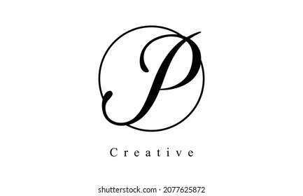 Creative and Minimalist Letter P Logo circle Design Icon, Editable in Vector Format in Black and White Color