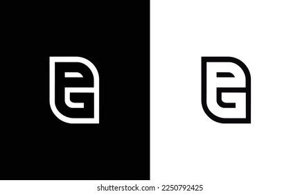 Icono de diseño de logotipo PG de carta creativa y minimalista, editable en formato vector en color blanco y negro