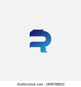 Creative and Minimalist Letter R Logo Design. Editable in Vector Format in Gradient Blue Color