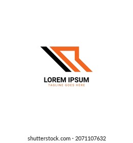 Creative and Minimalist Letter R Logo Design Icon |Editable in Vector Format in Black and Orange Color.