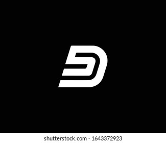 Creative and Minimalist Letter SD DS Logo Design Icon, Editable in Vector Format in Black and White Color
