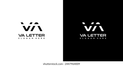 Kreatives und minimalistisches Buchstaben-VA-Logo-Symbol Design in Schwarz-Weiß-Farbe