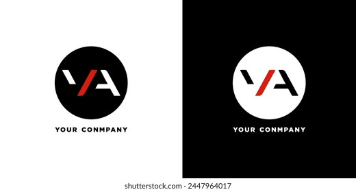 Creative and Minimalist Letter VA Logo icon Design in Black and White Color