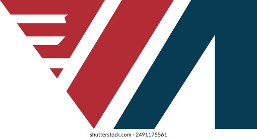 Creative and Minimalist Letter VA Logo icon Design in  red  and blue Color logo design vector motors logo