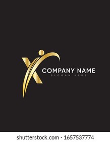 Icono de diseño de logotipo de carta X creativa y minimalista, editable en formato vectorial en color blanco y negro