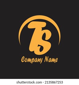 Creative and Minimalist Lettering TS Logo Design Icons, in Black Yellow Color Vector Format