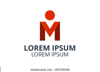 creative minimalist line initial logo type letter m design shape like group people idea illustration with modern clean style for any professional business company.