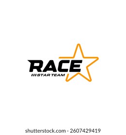 Creative minimalist line star with race racing text logo design