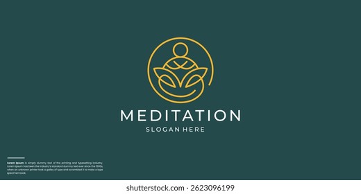 creative of minimalist line yoga life logo with line art circle style and golden color.