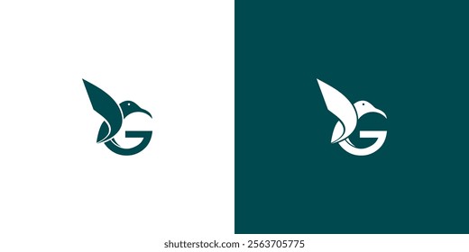 Creative and Minimalist Logo colibri and initial G