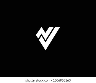Creative and Minimalist Logo Design of Letter NV VN, Editable in Vector Format in Black and White Color