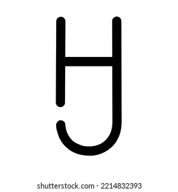 Creative and minimalist logo design of letter H J, editable in vector format in black and white color.