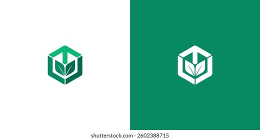 Creative and Minimalist Logo hexagon leaf