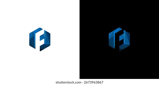 Logotipo creativo y minimalista inicial F hexágono