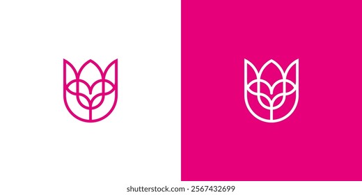 Creative and Minimalist Logo tulip flower modern line art