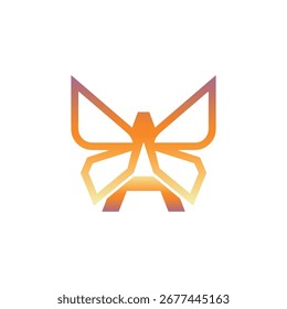 Un logo creativo y minimalista donde la letra A se integra inteligentemente en la forma de una mariposa, simbolizando la transformación, la naturaleza y la belleza.