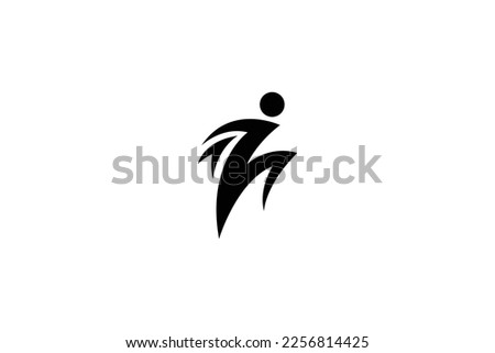 Creative and minimalist man jump icon logo design template on White background