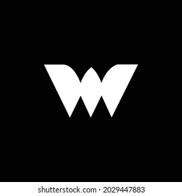 Creative minimalist modern abstract letter Initial W logo white color on black background in unique style illustration