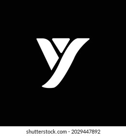 Creative minimalist modern abstract letter Initial Y logo white color on black background in unique style illustration