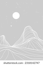 Creative minimalist modern line art pattern. Abstract mountain contemporary aesthetic backgrounds landscapes. with mountain, forest, sea, skyline, wave. vector illustrations