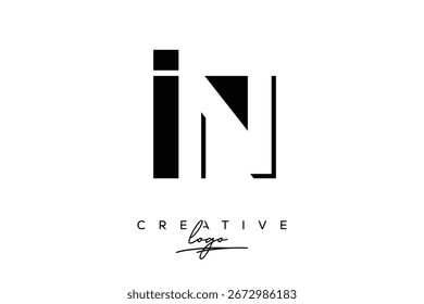 Logotipo creativo minimalista de espacio negativo de IN con monograma moderno para marca y logotipo de marca comercial con letras iniciales Diseño de logotipos para marca.