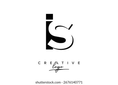 Logotipo de espacio negativo minimalista creativo de IS con monograma moderno para marca y logotipo de marca comercial con letras iniciales Diseño de logotipo para marca.