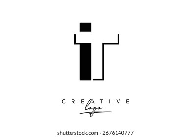 IT Creative Minimalist Negative Space Latter Logo with Modern Monogram for Branding and Business Lettermark Logo with Initial Letters Logo Design for Branding.