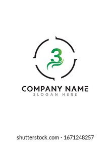 Icono de diseño con logotipo Creative y Minimalista número 3, editable en formato vector en color blanco y negro