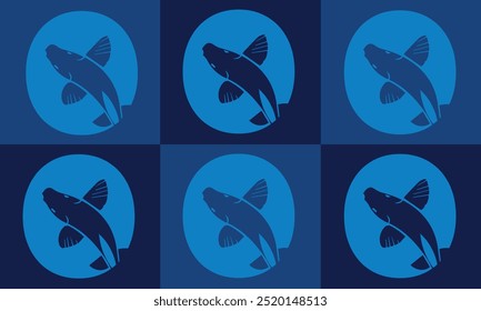 Criativo minimalista O Icon Fish Logo com ilustração de design de vetor de ícone colorido.