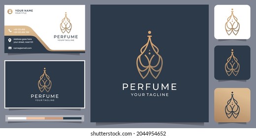 logotipo de botellas de perfume creativas minimalistas con diseño de tarjeta de visita inspirado en tu negocio.