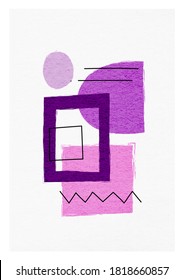 Kreatives minimalistisches Poster oder Karte mit abstrakten, primitiven Formen. Geometrische zeitgenössische Collage Illustration. Geeignet für Broschüren, Wanddekoration, Postkarten, Newsletter, Flayer, Cover