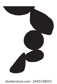 Kreatives minimalistisches Poster. Handgezeichneter Abstrakter Kunstkreis und Halbkreis mit handgezeichnetem Doodle-Scribble-Kreis. Balancezusammensetzung mit Stein. Harmonie-Konzept.	
