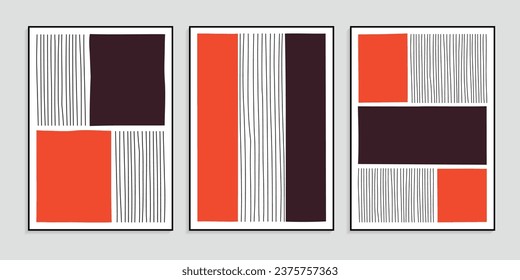 Creative minimalist posters with handdrawn wavy lines