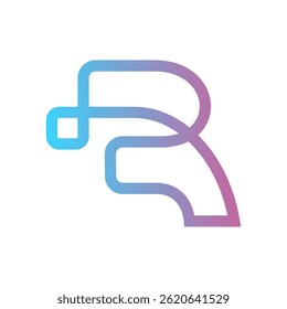 Creative Minimalist R Symbol with Gradient Outline Design