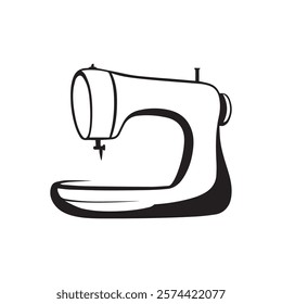 Creative Minimalist Sewing Machine Logo Design Silhouette Vector Illustration