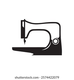 Creative Minimalist Sewing Machine Logo Design Silhouette Vector Illustration